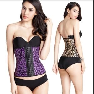 Animals print latex waist trainer corset
